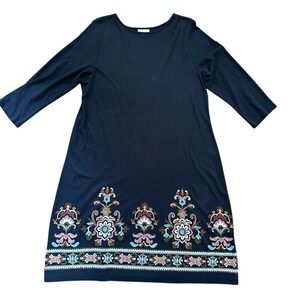 J. Jill Classic Navy Blue Quilted Dress